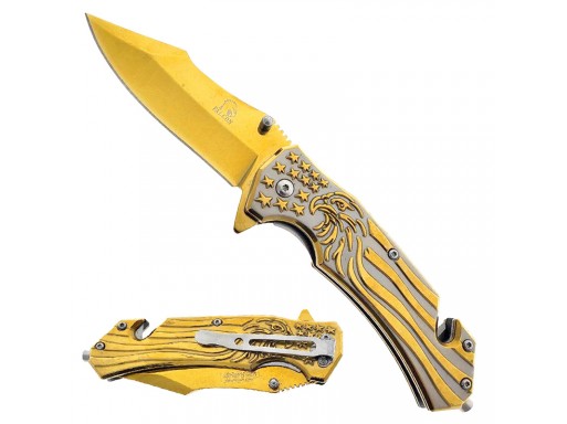 Falcon 8 1/4"  US Flag Spring Assisted Pocket Knife KS3613GD